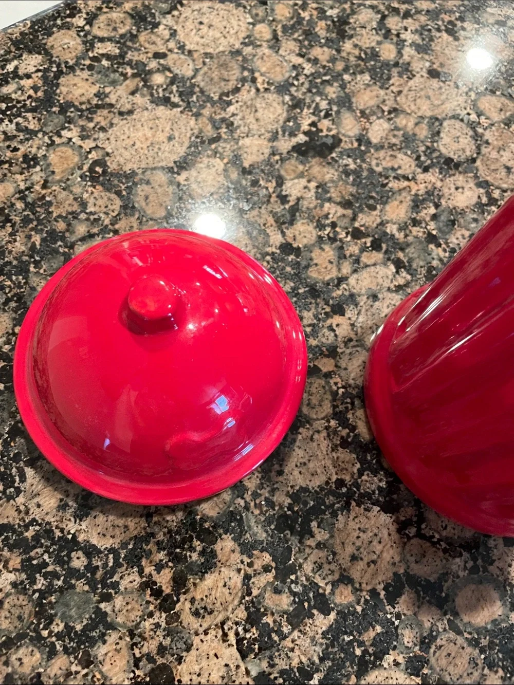 Glossy Red Ceramic Fire Hydrant Cookie Jar - Decorative Kitchen Canister